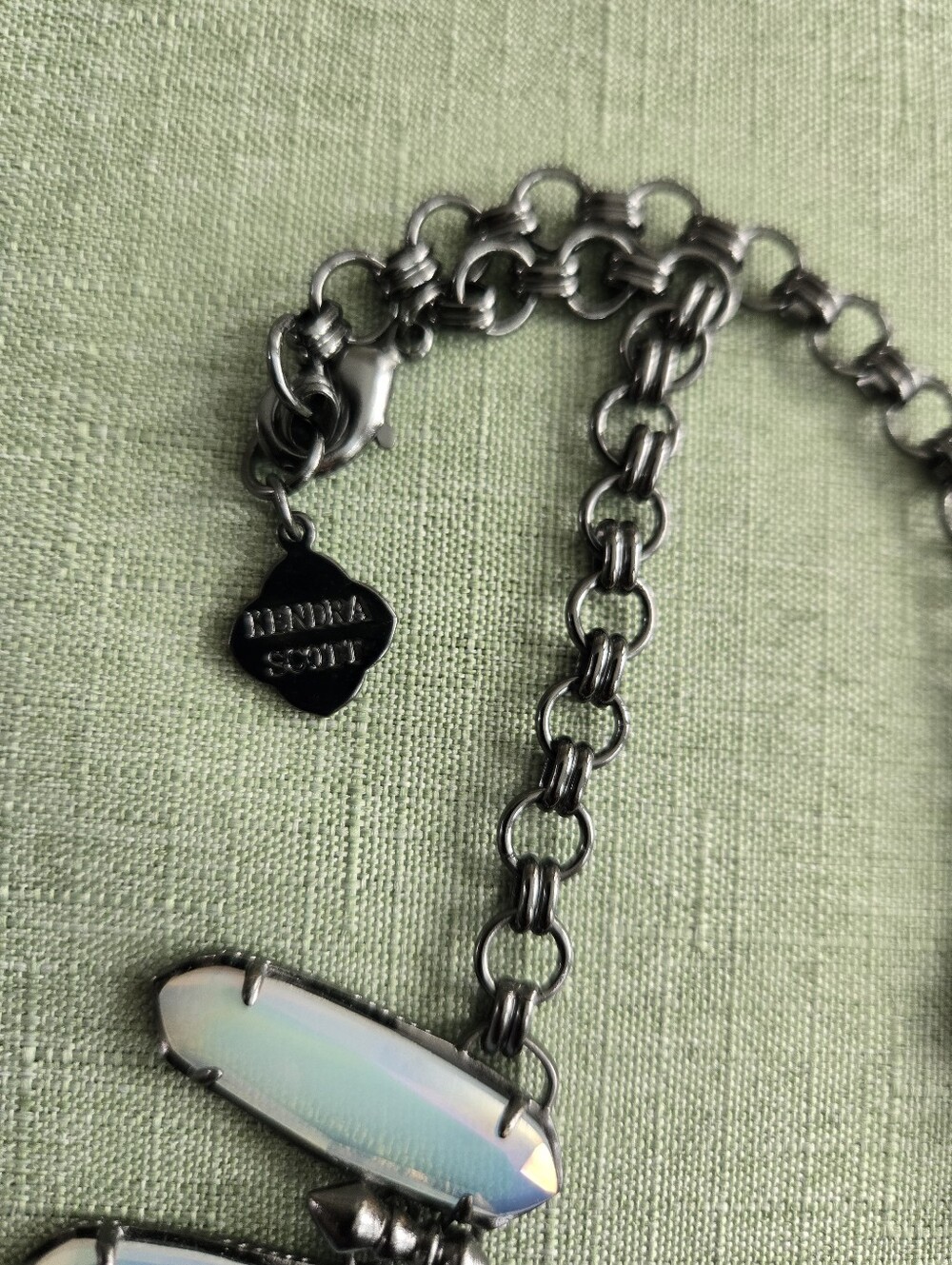 Kendra Scott Gabriella Gunmetal and Iridescent Opal Collar Statement Necklace - Picture 2 of 6